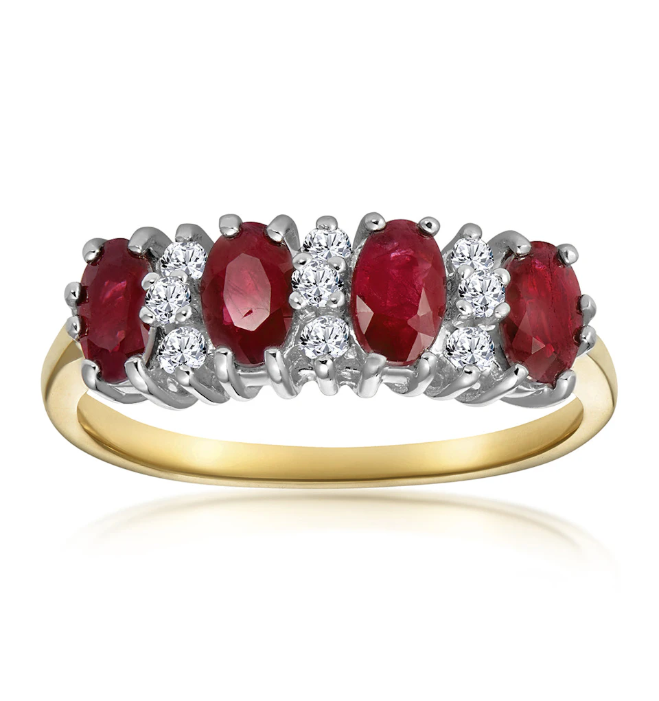 Ruby 1.12ct And Diamond 9K Gold Ring