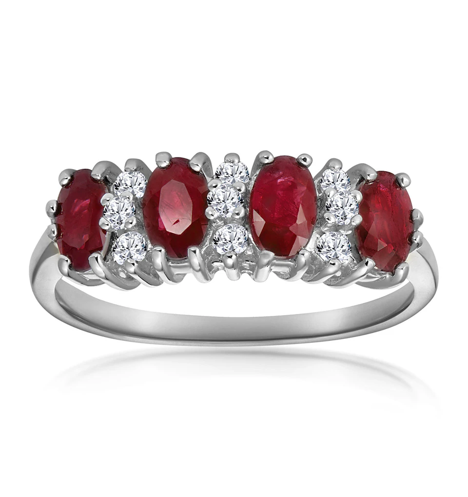 Ruby 1.12ct And Diamond 18K White Gold Ring