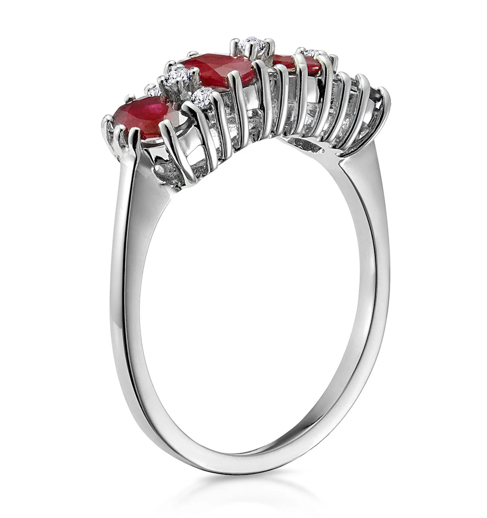 Ruby 1.12ct And Diamond 18K White Gold Ring