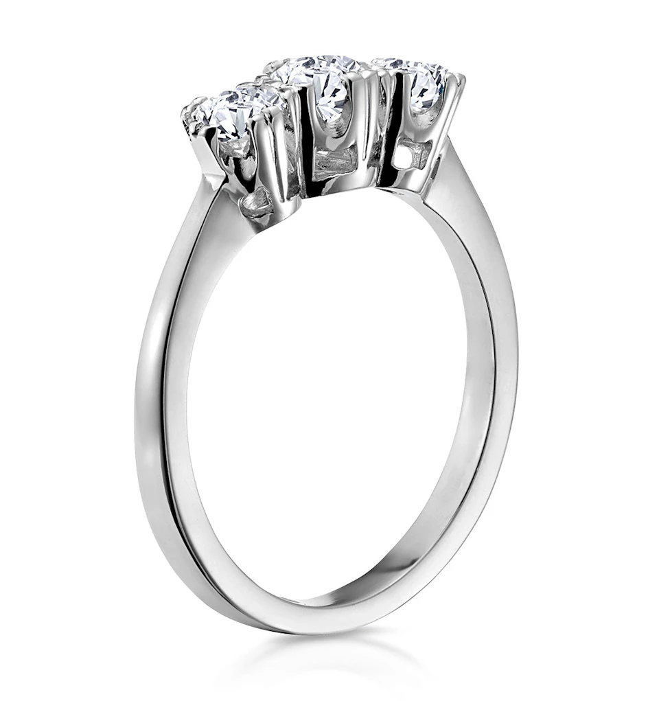 Emily 18K White Gold 3 Stone Diamond Ring 0.75CT H/SI