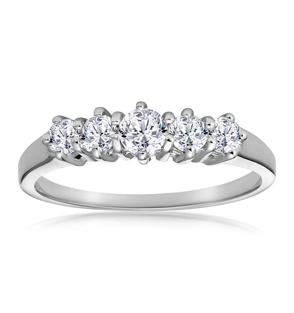 Ellie 18K White Gold 5 Stone Diamond Eternity Ring 0.50CT