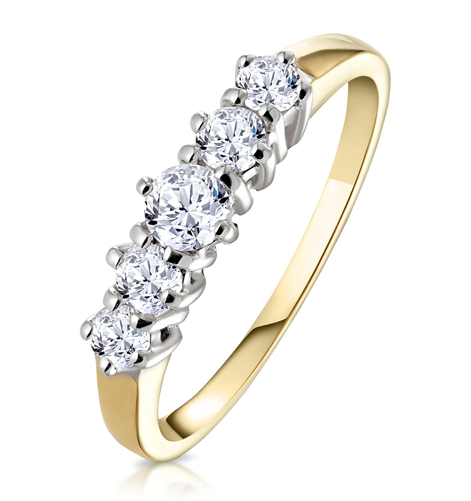 Ellie 18K Gold 5 Stone Diamond Eternity Ring 0.50CT