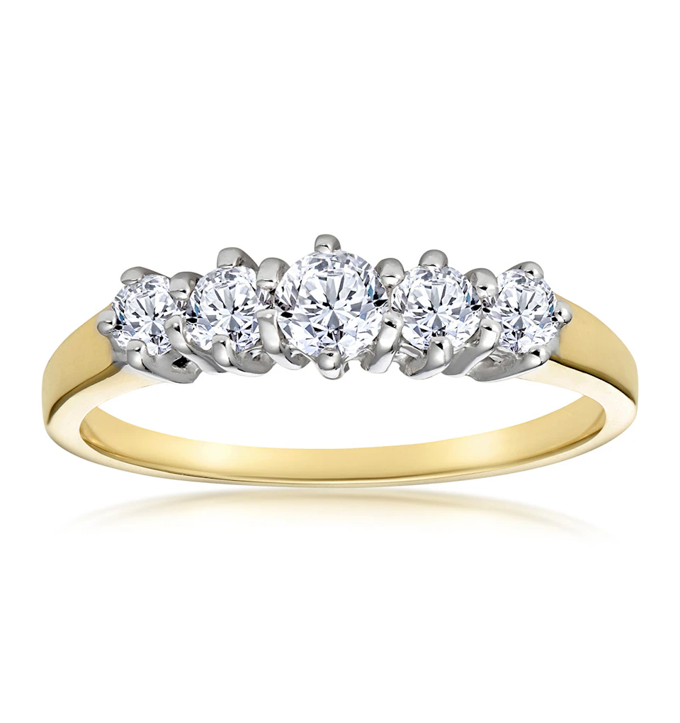 Ellie 18K Gold 5 Stone Diamond Eternity Ring 0.50CT
