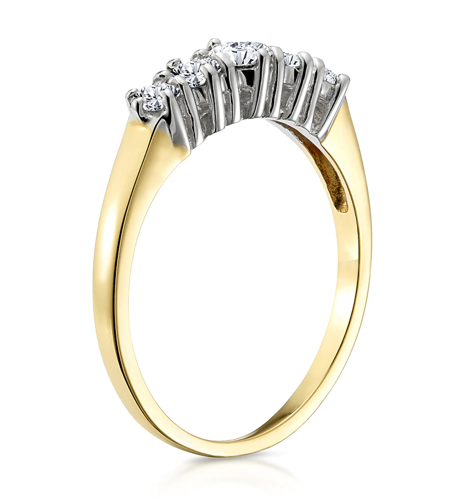 Ellie 18K Gold 5 Stone Diamond Eternity Ring 0.50CT