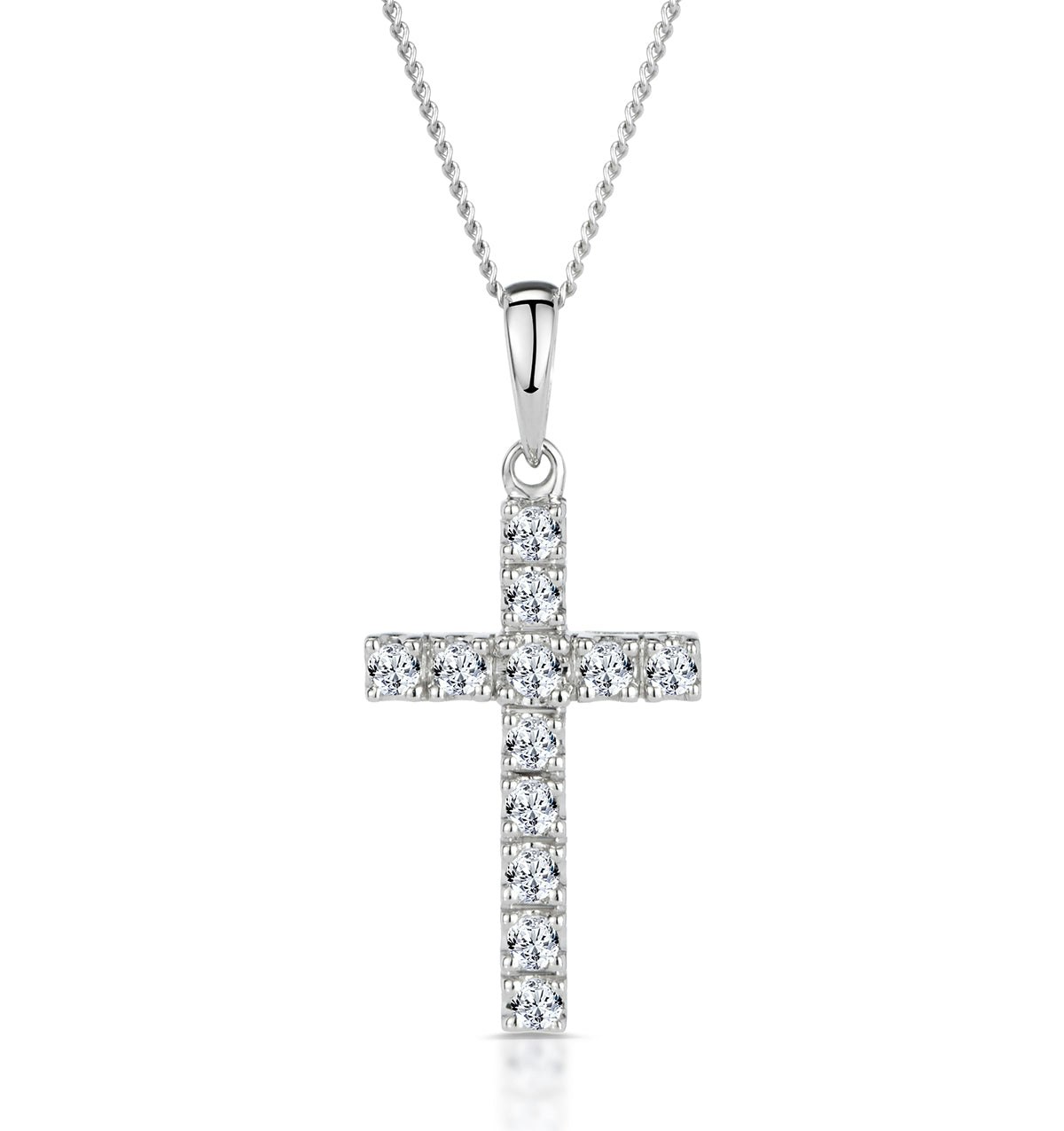 Lab Diamond Cross Necklace Pendant 0.22ct set in 925 Silver