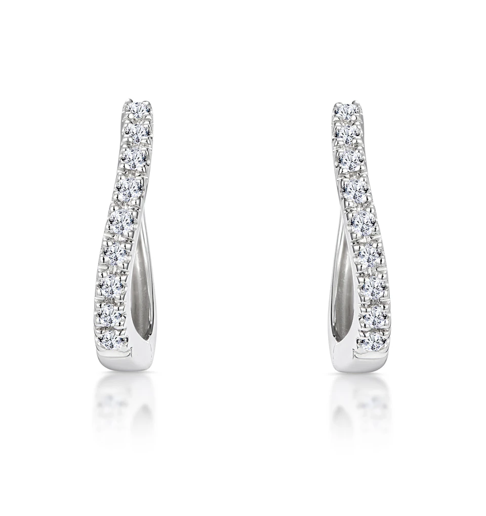 Huggie Earrings 0.11ct Diamond 9K White Gold