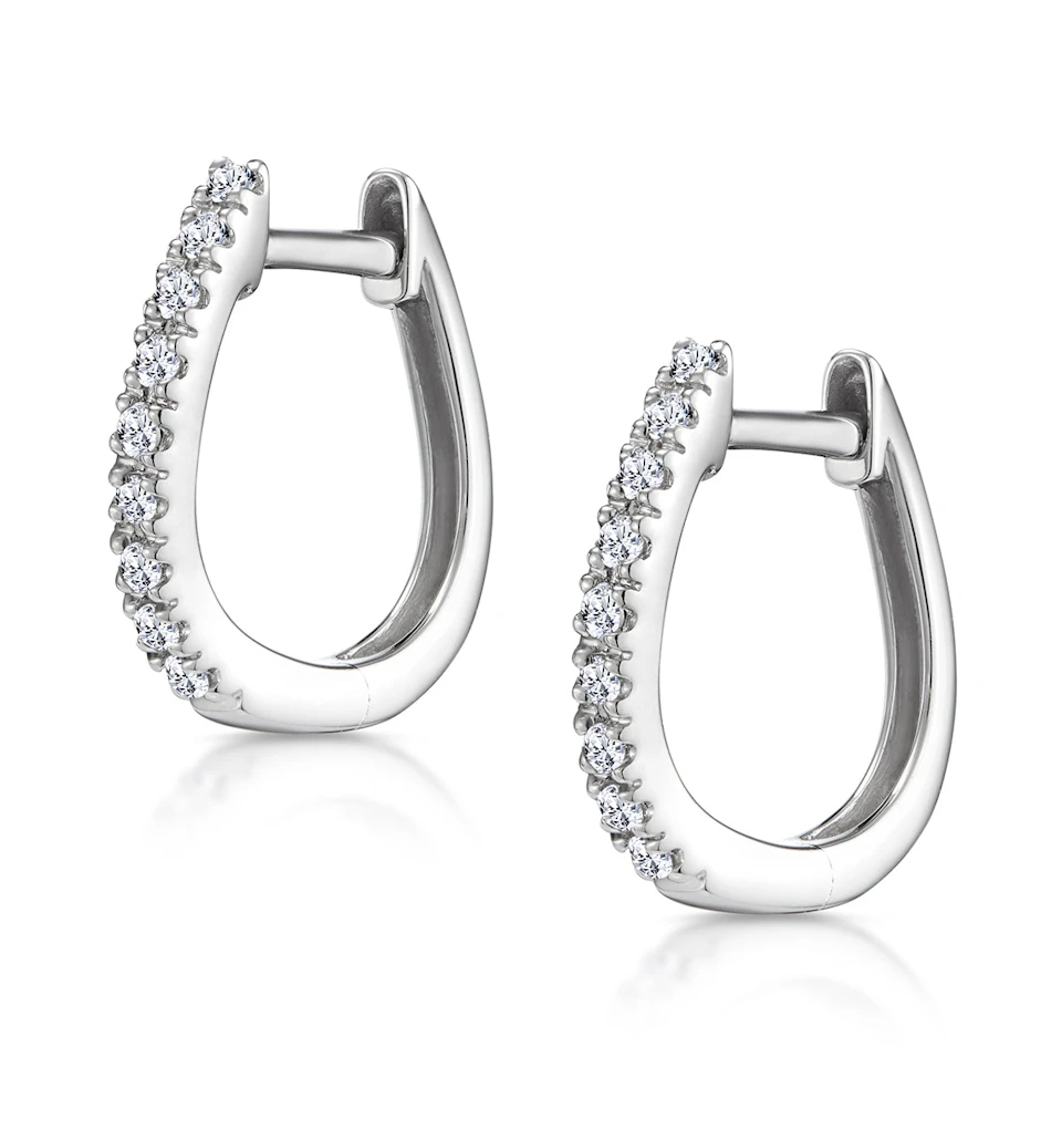 Huggie Earrings 0.11ct Diamond 9K White Gold