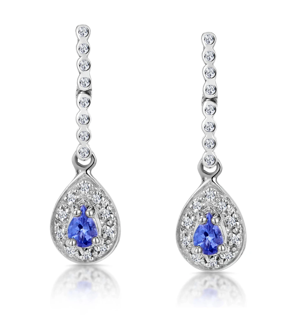 Tanzanite 0.28CT And Diamond 9K White Gold Earrings
