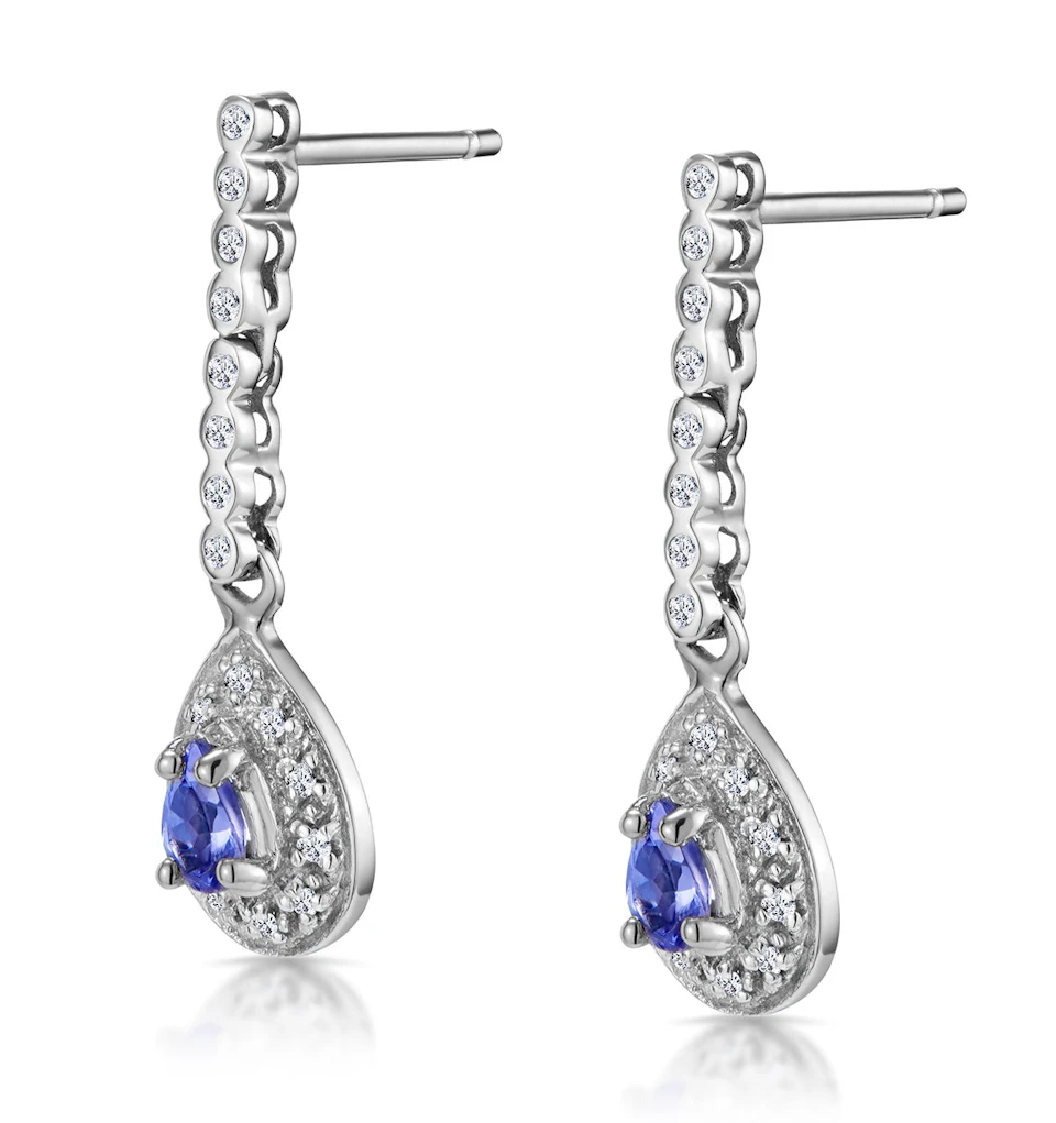 Tanzanite 0.28CT And Diamond 9K White Gold Earrings