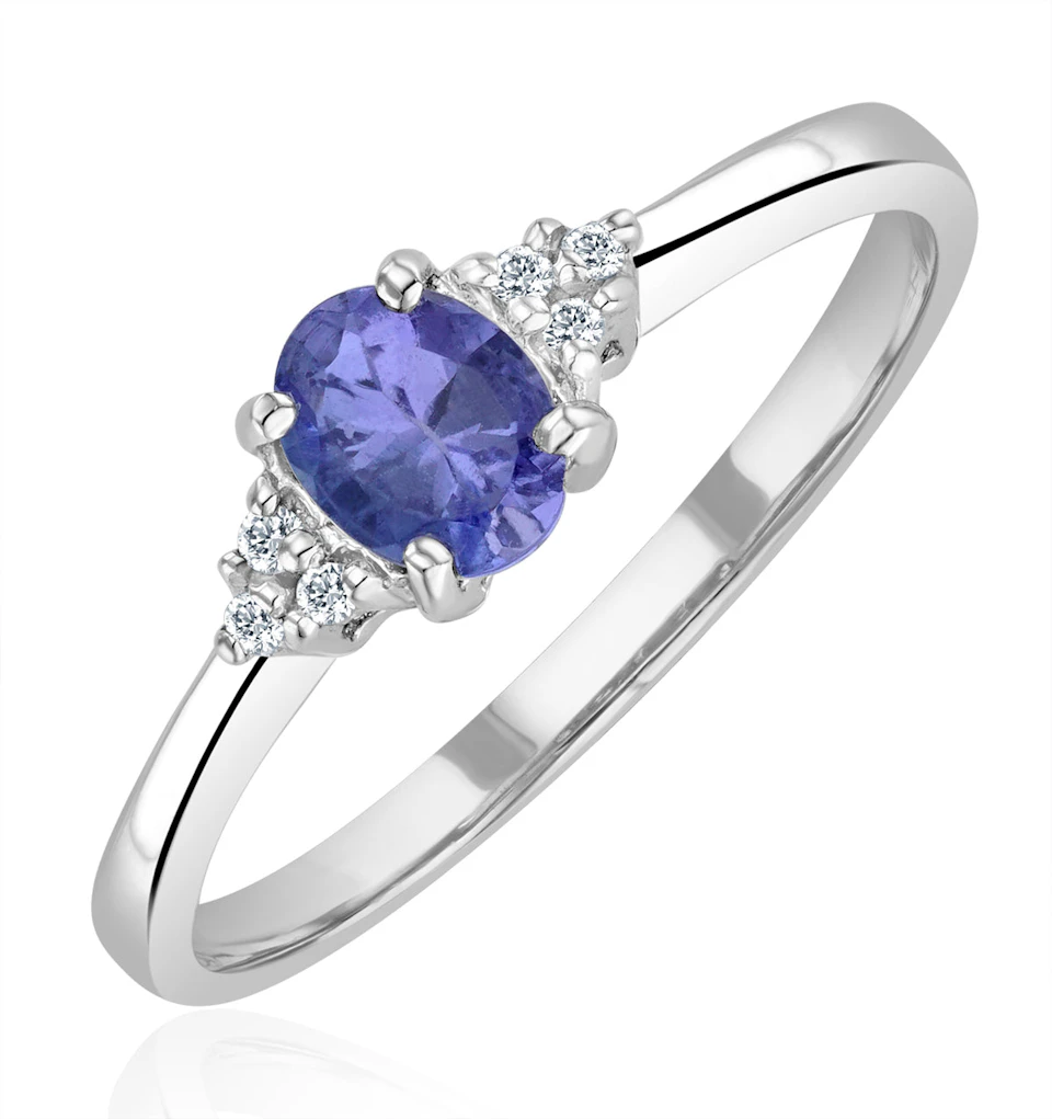 Tanzanite 0.35CT And Diamond 9K White Gold Ring