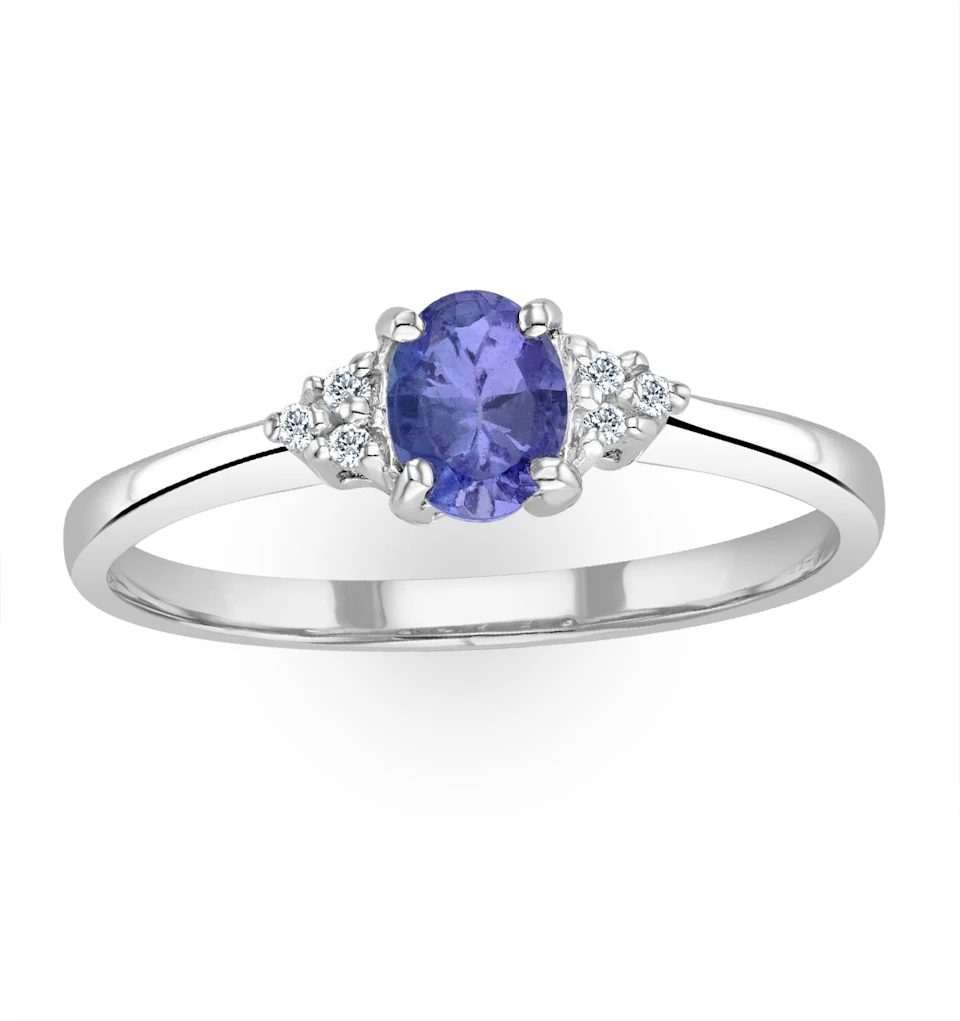 Tanzanite 0.35CT And Diamond 9K White Gold Ring