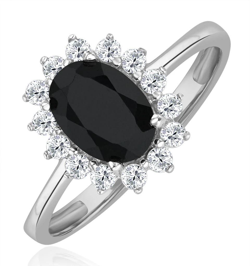 Sapphire 0.90ct And Diamond 9K White Gold Ring