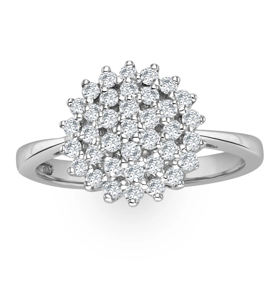 Diamond Cluster Ring 0.50ct Set In 9K White Gold