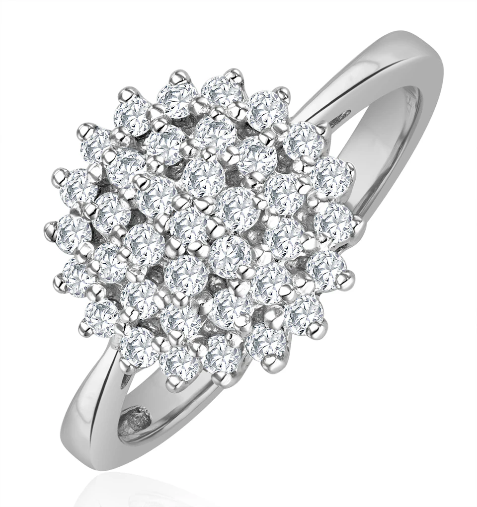 Cluster Lab Diamond Ring 0.33ct H/Si Set In 925 Silver