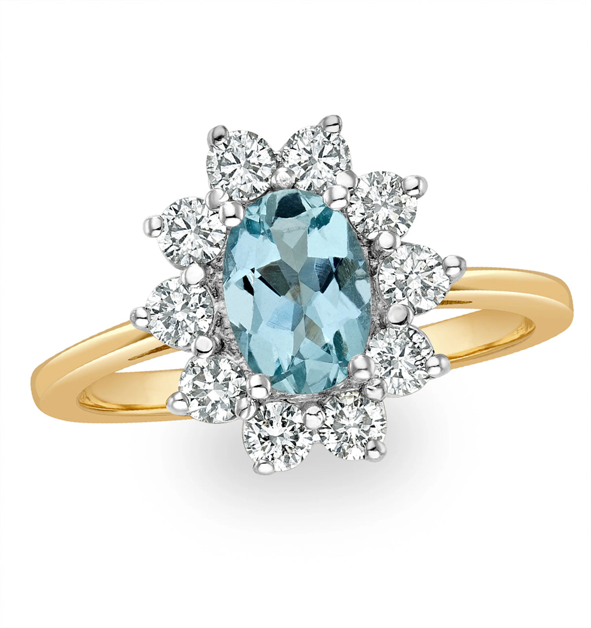 Aquamarine 0.70ct and Diamond 0.50ct 18K Gold Ring