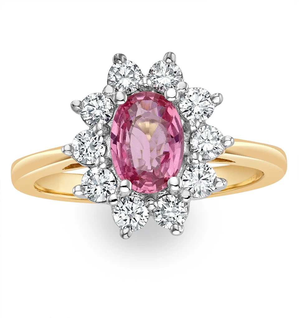 18K Gold 0.50ct Diamond and 1.05ct Pink Sapphire Ring
