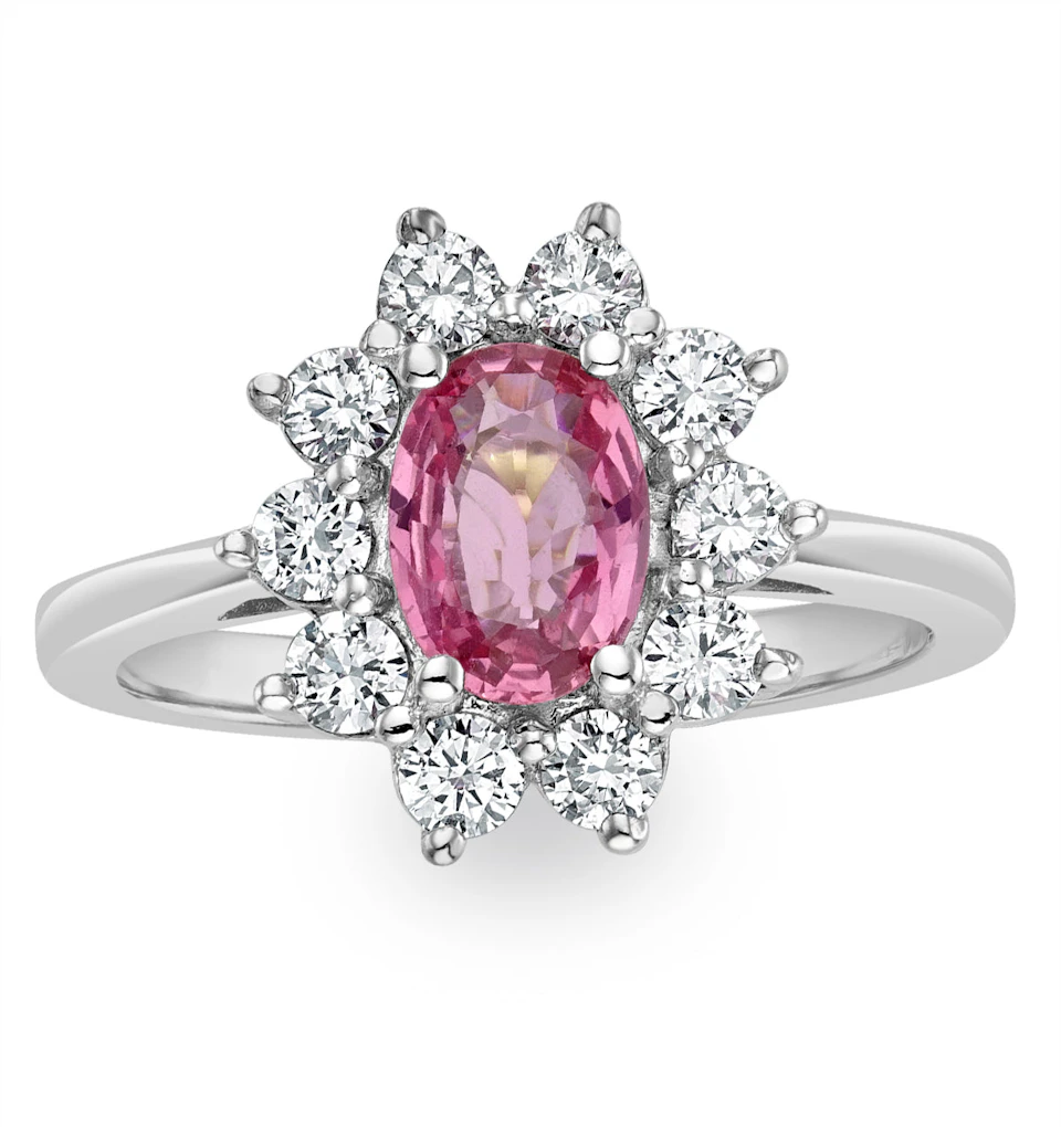 18K White Gold 0.50ct Diamond and 1.05ct Pink Sapphire Ring