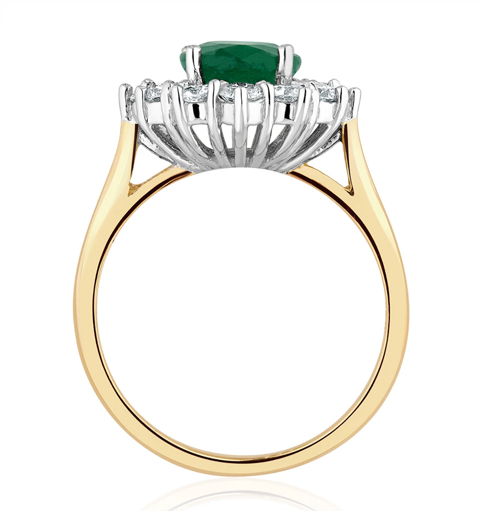 Emerald 1.95CT And Diamond 1.00ct Cluster Ring Set in Platinum