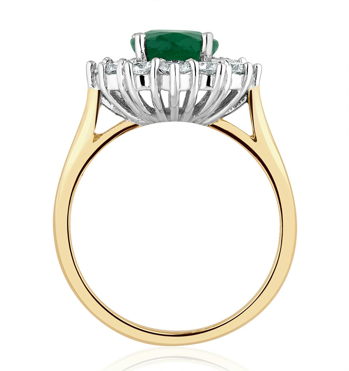 Emerald 1.95CT And Lab Diamond 1.00ct Cluster Ring Set in Platinum