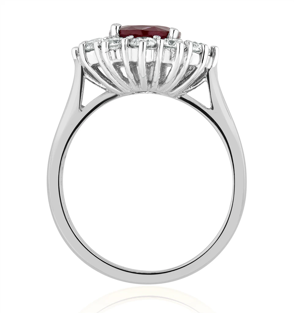Ruby 2.40ct And Lab Diamond 1.00ct Cluster Ring in 18K White Gold