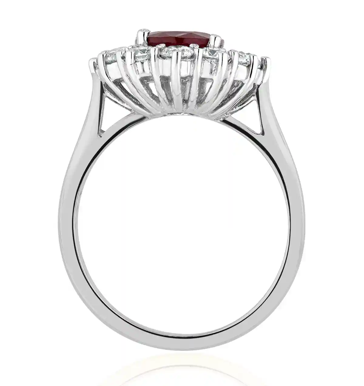 Ruby 2.40ct And Diamond 1.00ct Cluster Ring in 18K White Gold