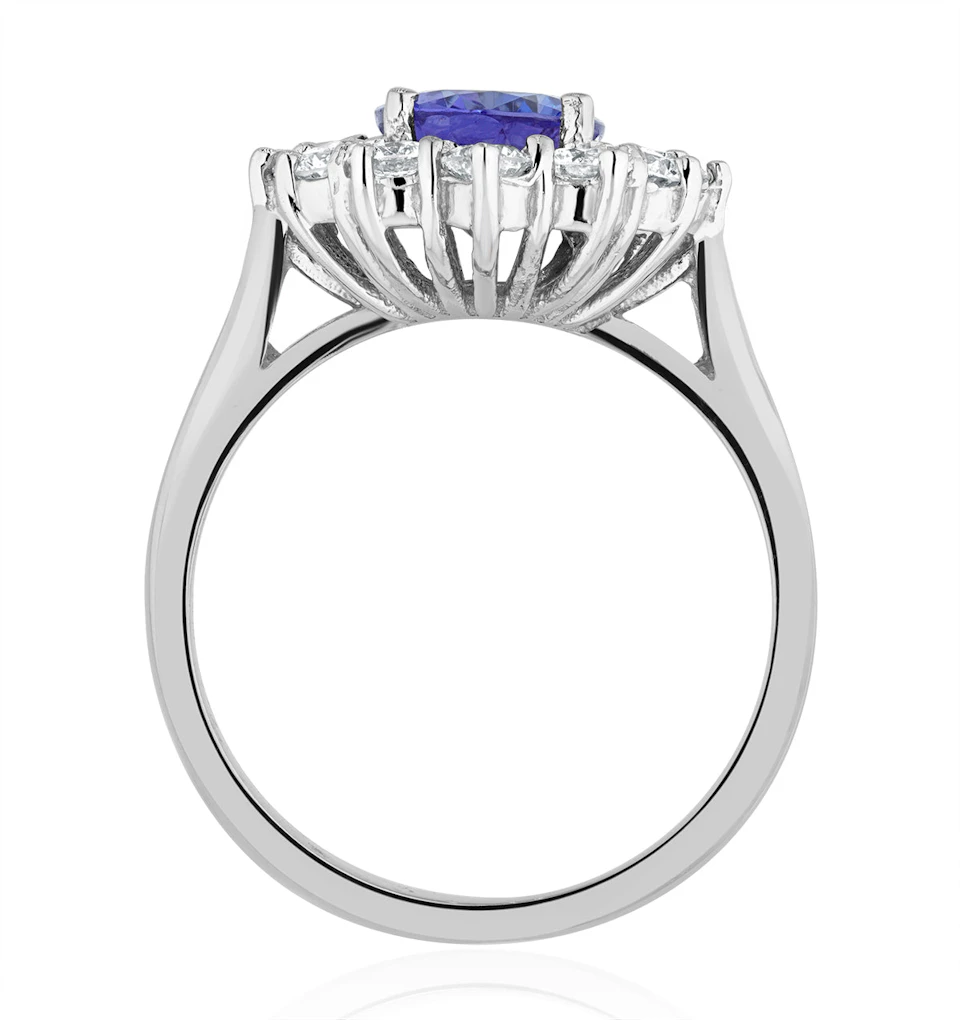 Tanzanite 1.7ct And Diamond 1ct Cluster Ring in 18K White Gold