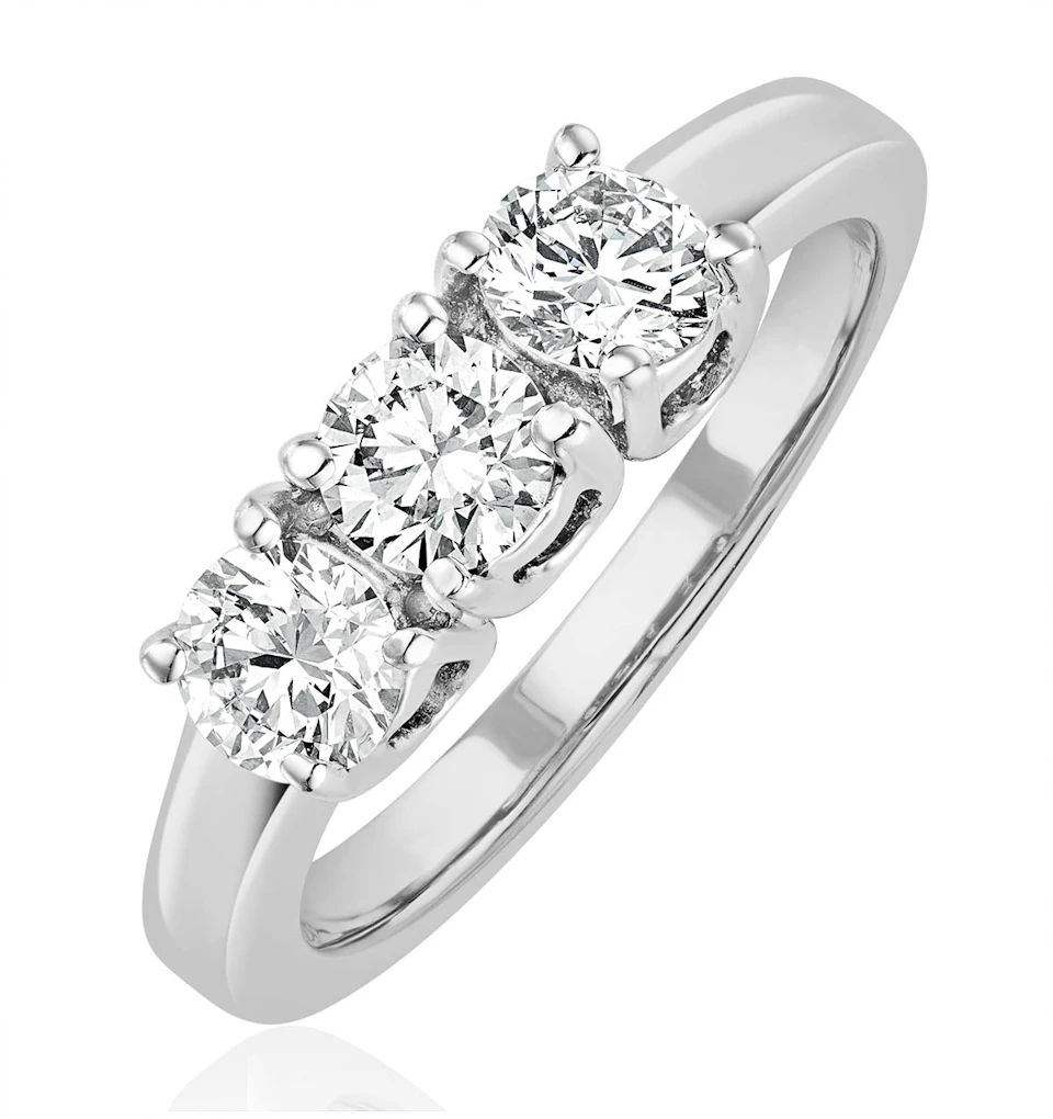 Chloe 18K White Gold 3 Stone Diamond Ring 1.00CT