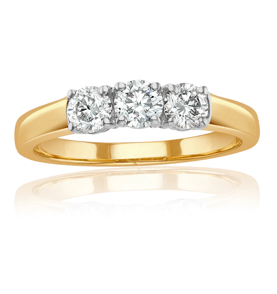 Chloe 18K Gold 3 Stone Diamond Ring 0.75CT H/SI