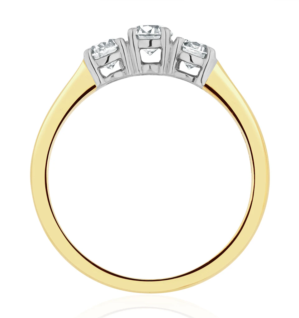 Chloe 18K Gold 3 Stone Diamond Ring 0.75CT H/SI