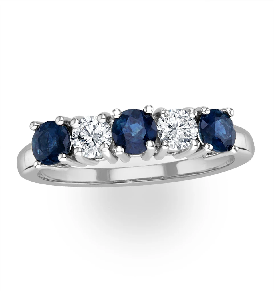Sapphire 0.90CT and Diamond Ring 0.40CT White 18K Gold FT26
