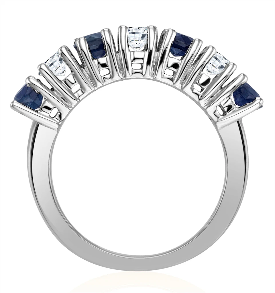 Sapphire 1CT and Diamond Ring 0.50CT 18K White Gold FT32