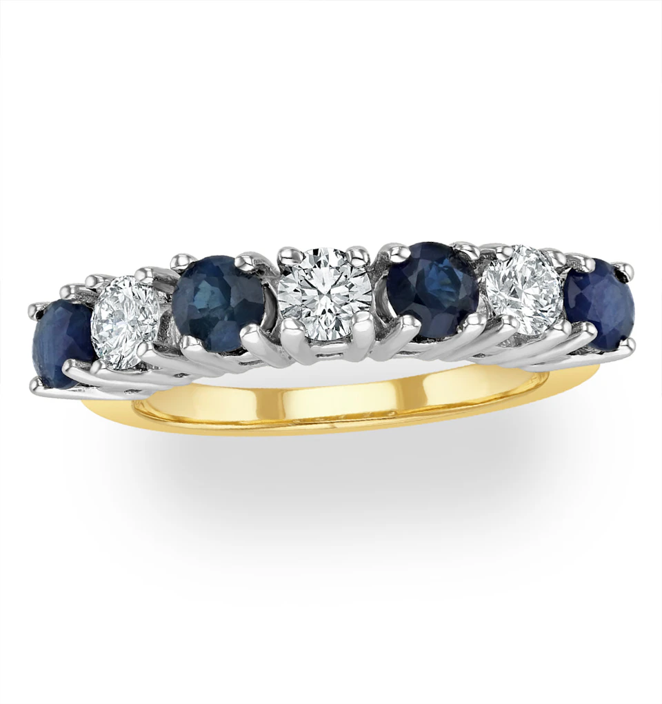 Sapphire 1CT and Diamond Ring 0.50CT 18K Gold FT32