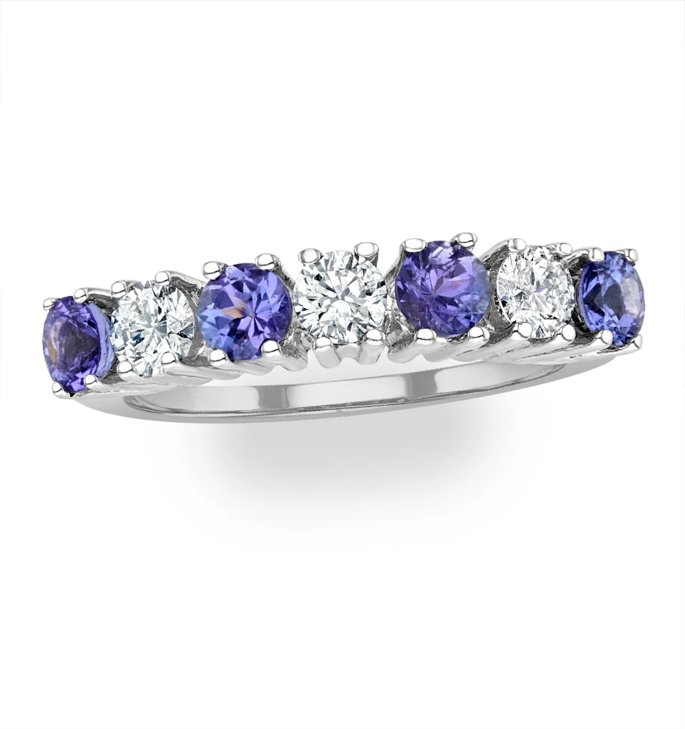 Tanzanite 0.70CTCT and Diamond Ring 0.50CT 18K White Gold FT32