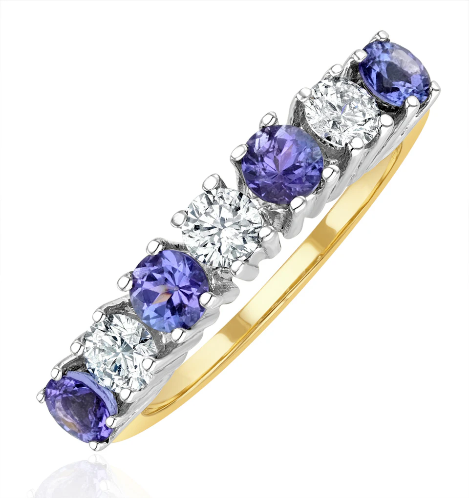 Tanzanite 0.70CT and Diamond Ring 0.50CT 18K Gold FT32