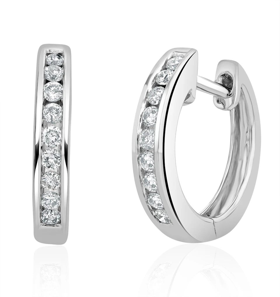 Diamond Huggie Earrings 0.20ct 9K White Gold