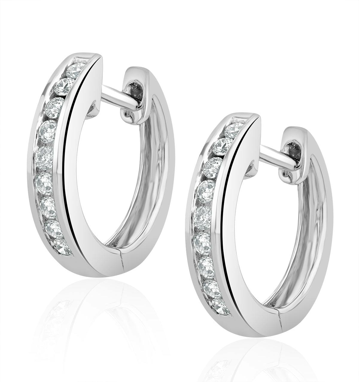 Diamond Huggie Earrings 0.20ct 9K White Gold