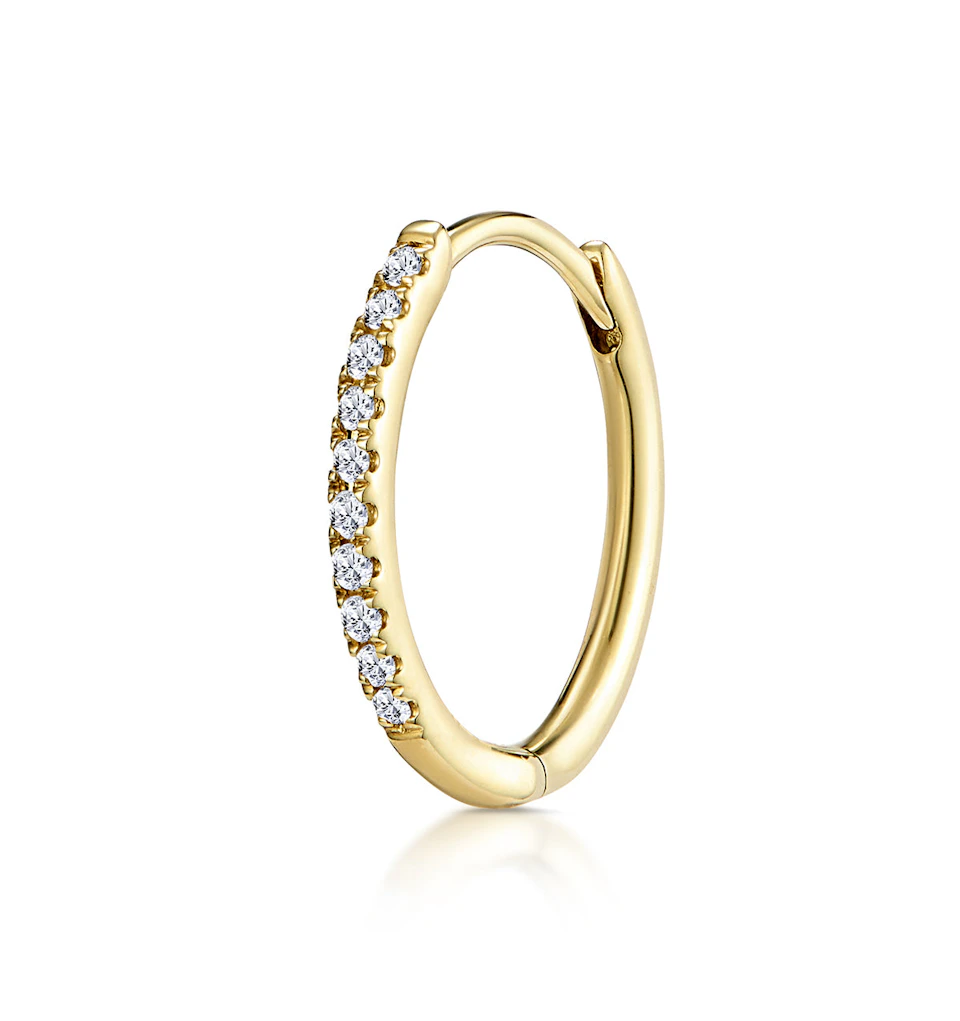 SINGLE Stellato Diamond Encrusted Huggie Earring 0.09ct in 9K Gold