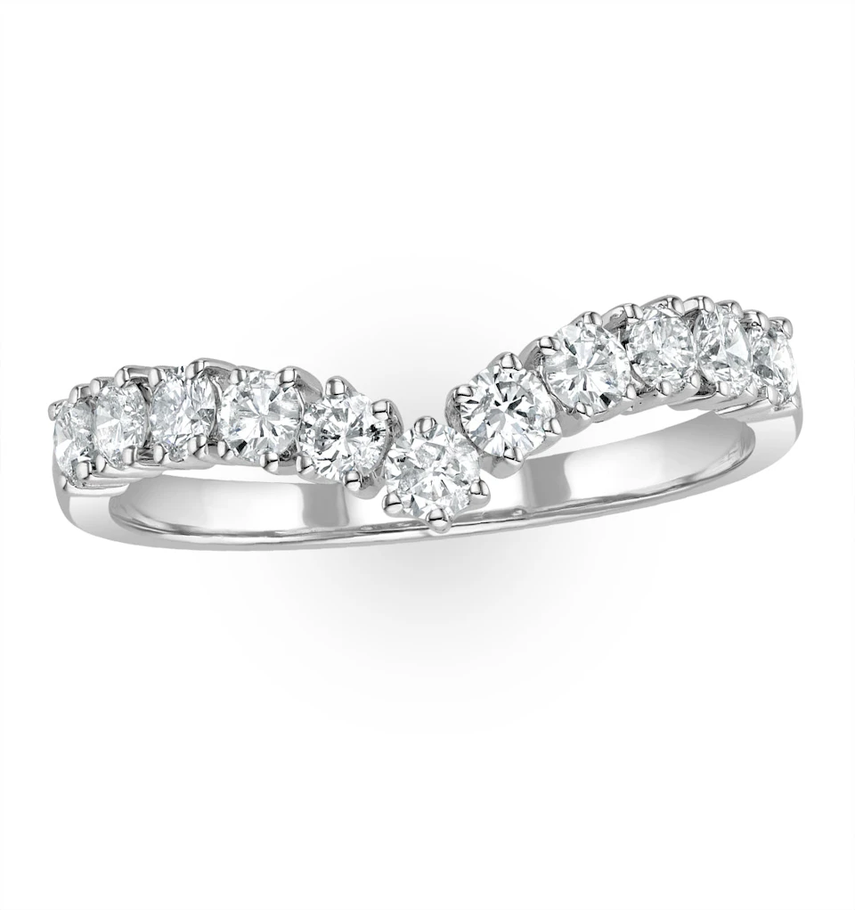 Diamond Wishbone Ring 0.70ct in 18K White Gold