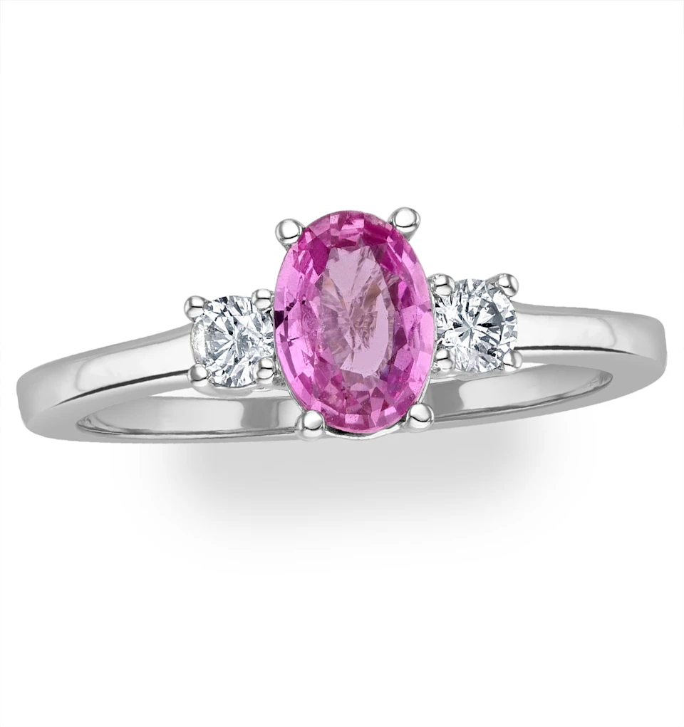 18K White Gold Diamond Pink Sapphire 0.85ct Ring