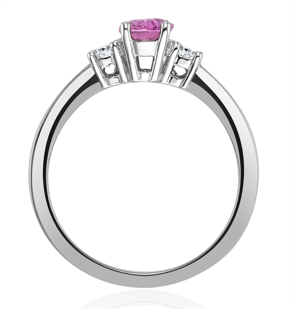 18K White Gold Diamond Pink Sapphire 0.85ct Ring