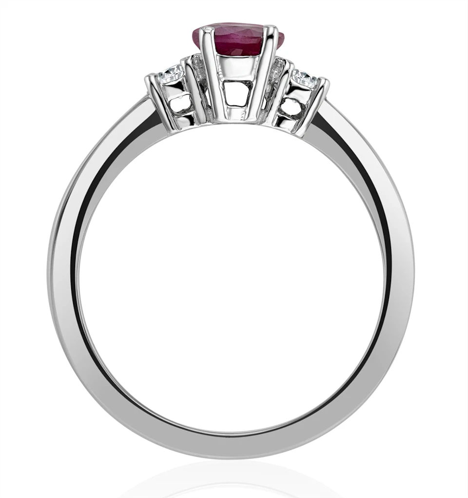 18K White Gold Diamond Ruby Ring 7 x 5mm Oval - N4334Y
