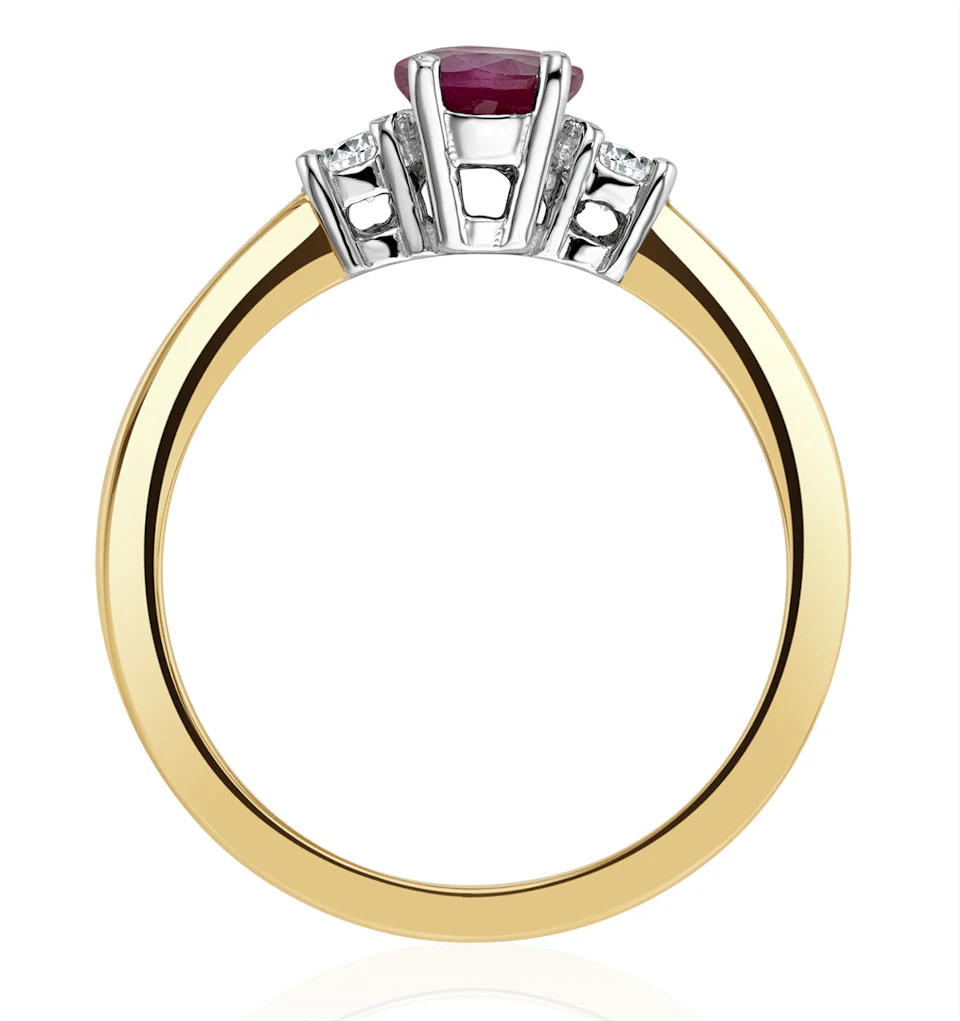 Ruby 7 x 5mm And Diamond 18K Gold Ring