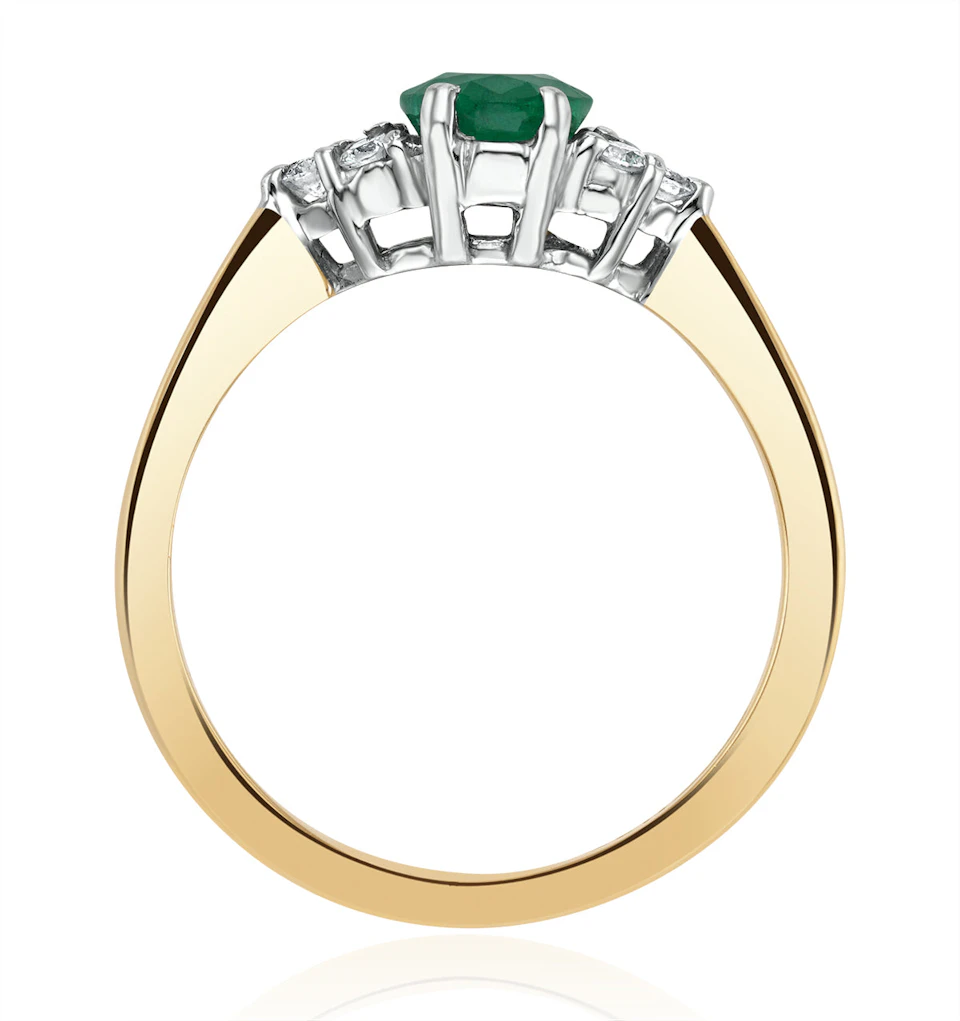 Emerald 0.75ct And Diamond 18K Gold Ring N4300