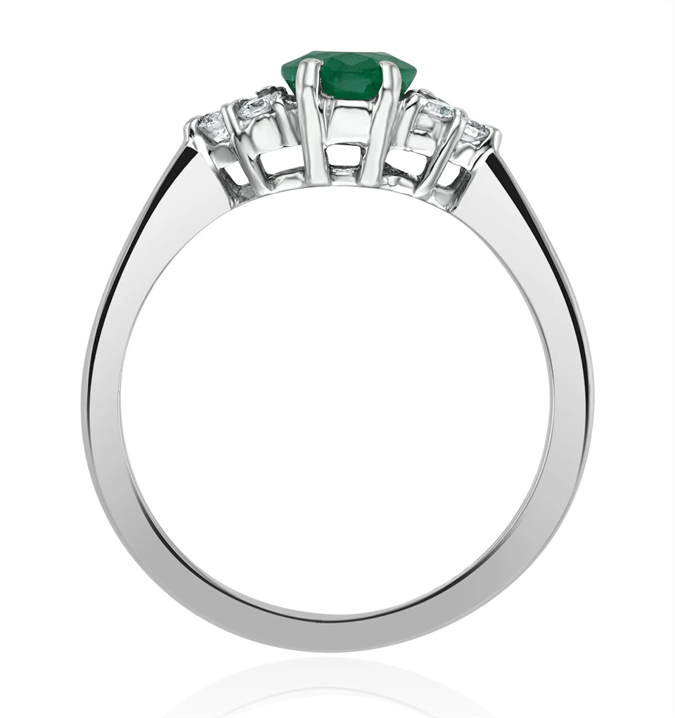 Emerald 0.75ct And Diamond 18K White Gold Ring