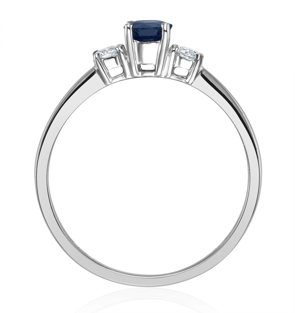 Sapphire 6 x 4mm And Diamond 18K White Gold Ring