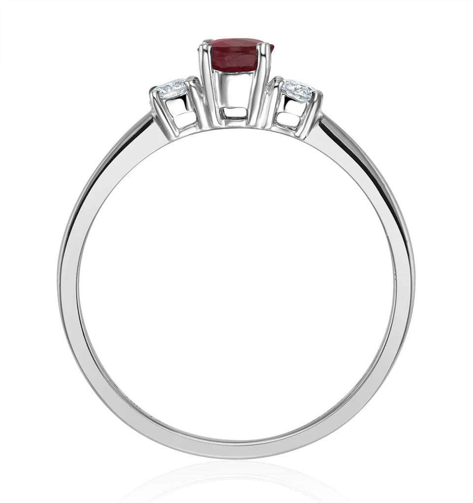 Ruby 6 x 4mm And Diamond 18K White Gold Ring N4313Y