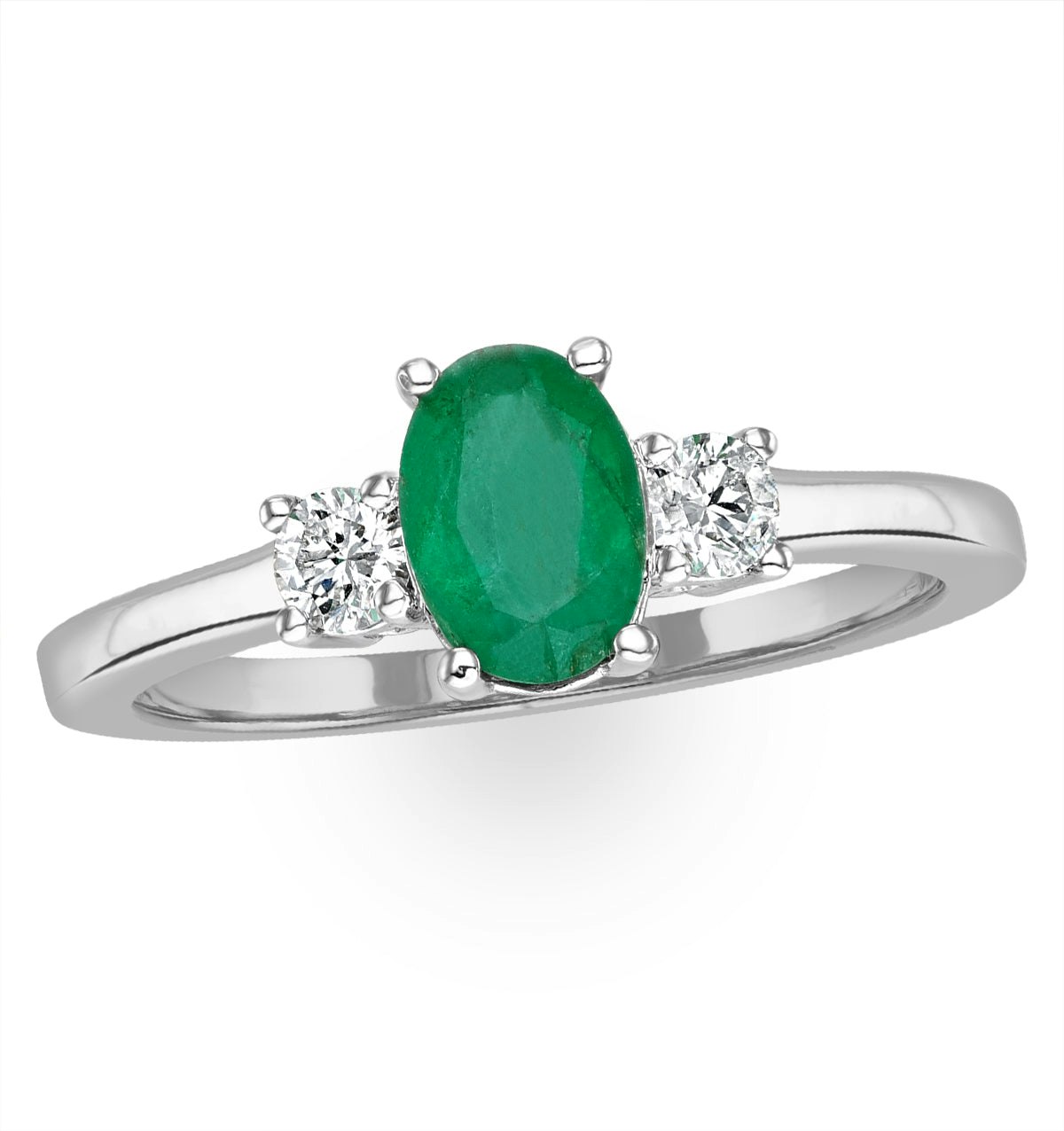 Emerald 0.75ct And Diamond 18K White Gold Ring N4316Y