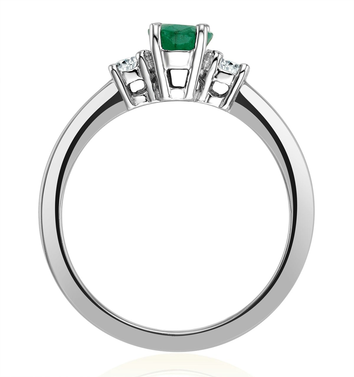 Emerald 0.75ct And Diamond 18K White Gold Ring N4316Y