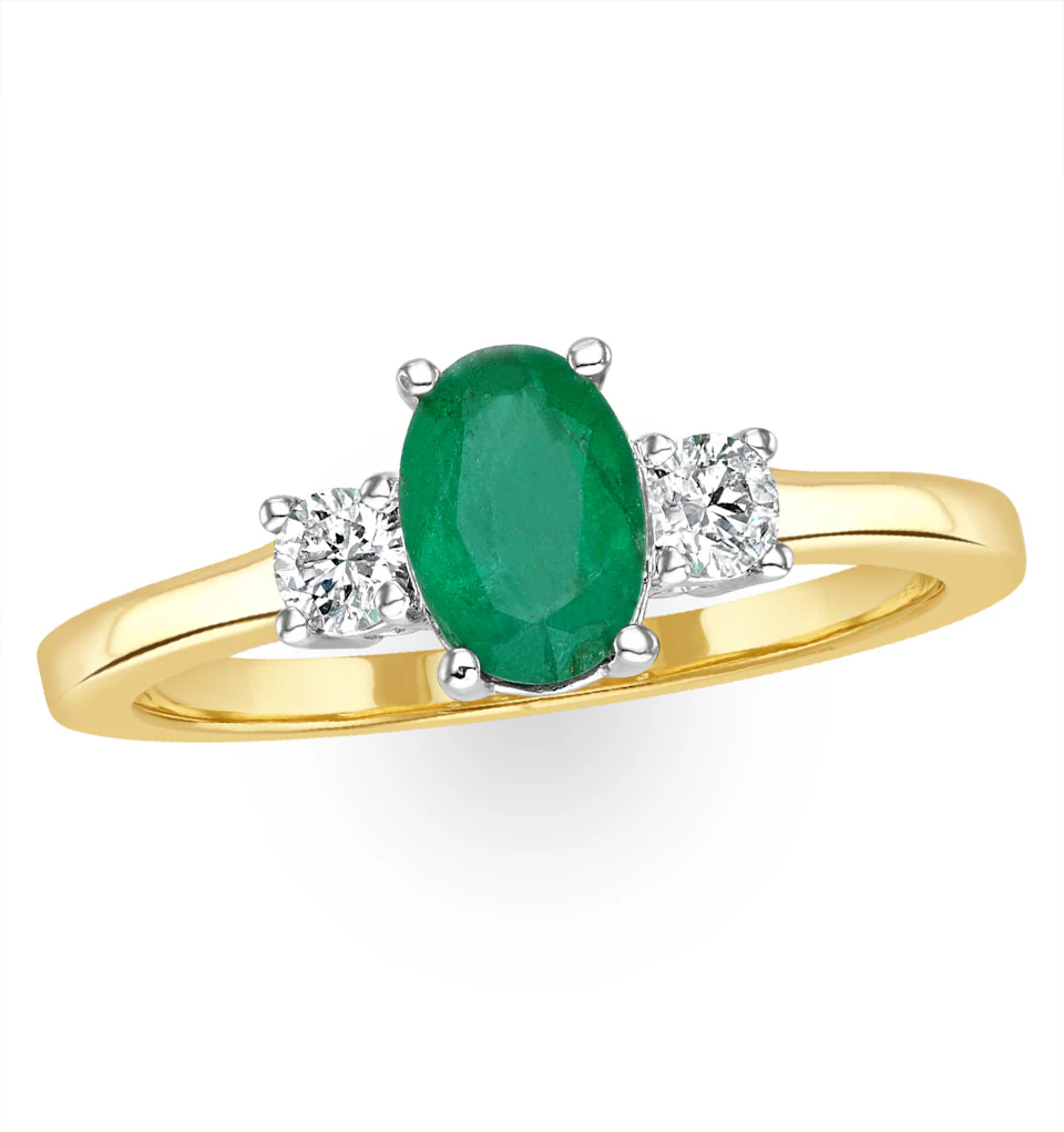 Emerald 0.75ct And Diamond 18K Gold Ring