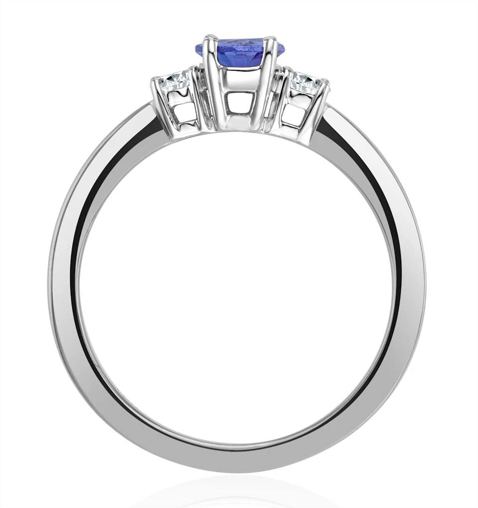 Tanzanite 7 x 5mm And Diamond 18K White Gold Ring N4317Y